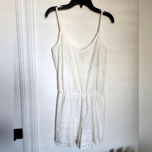 White lace romper, spaghetti straps